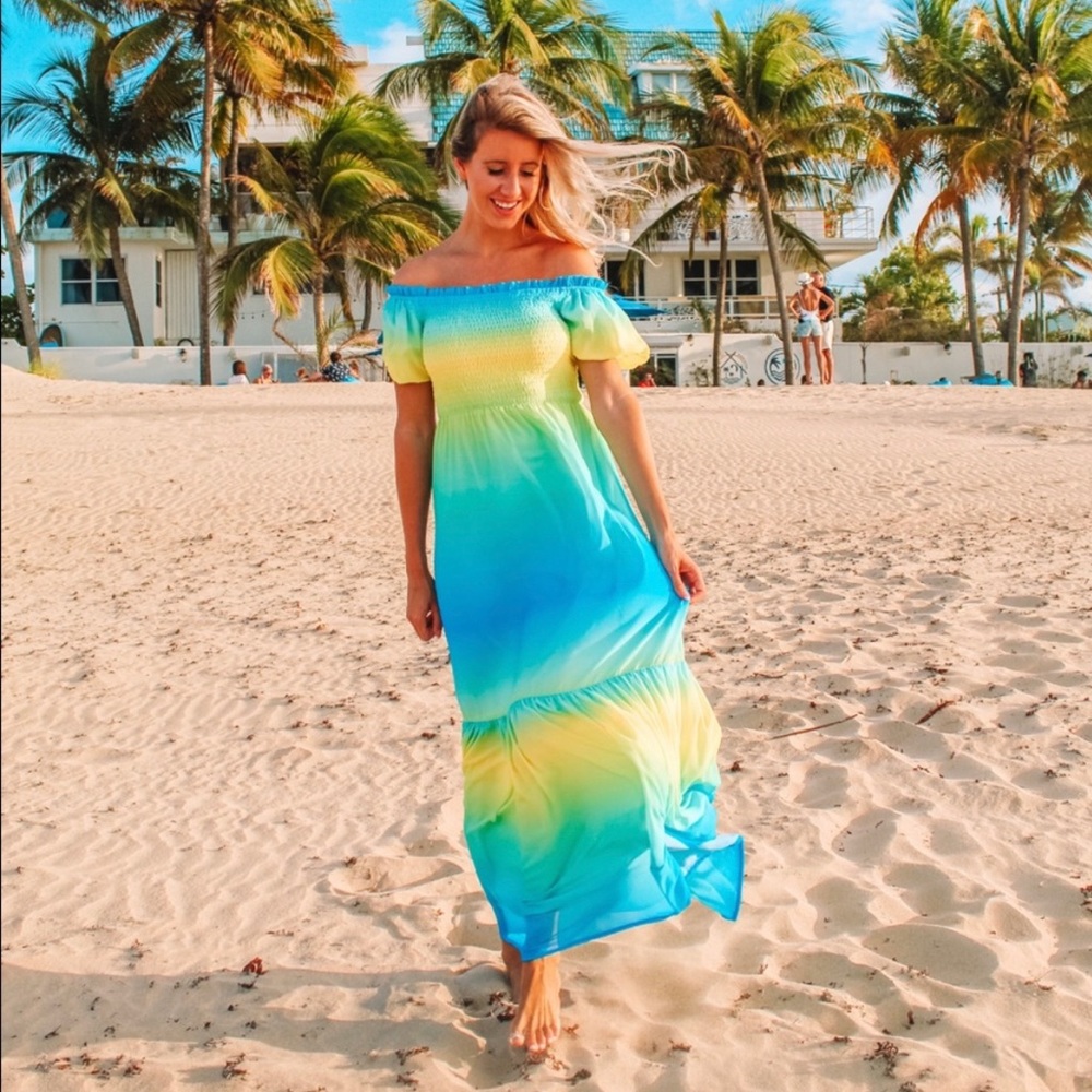 Red Dress Boutique Rainbow Ombré Maxi NWOT